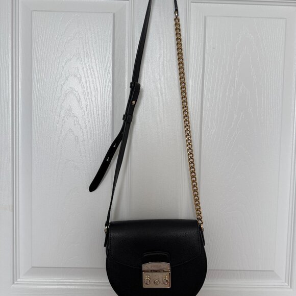 Furla Metropolis Leather Black Crossbody Bag Small Half-moon - Picture 2 of 10